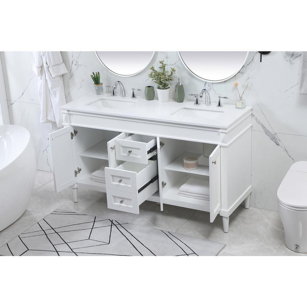 60 inch double bathroom vanity in white. Picture 3