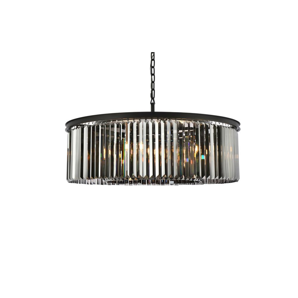 Sydney 10 light Matte Black Chandelier Silver Shade (Grey) Royal Cut Crystal. Picture 2
