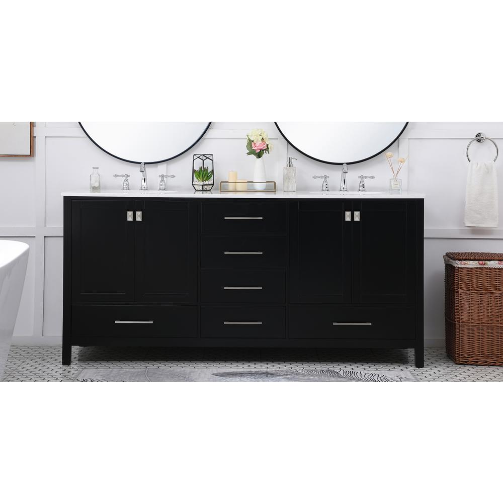 72 inch Double Bathroom Vanity in Black. Picture 14