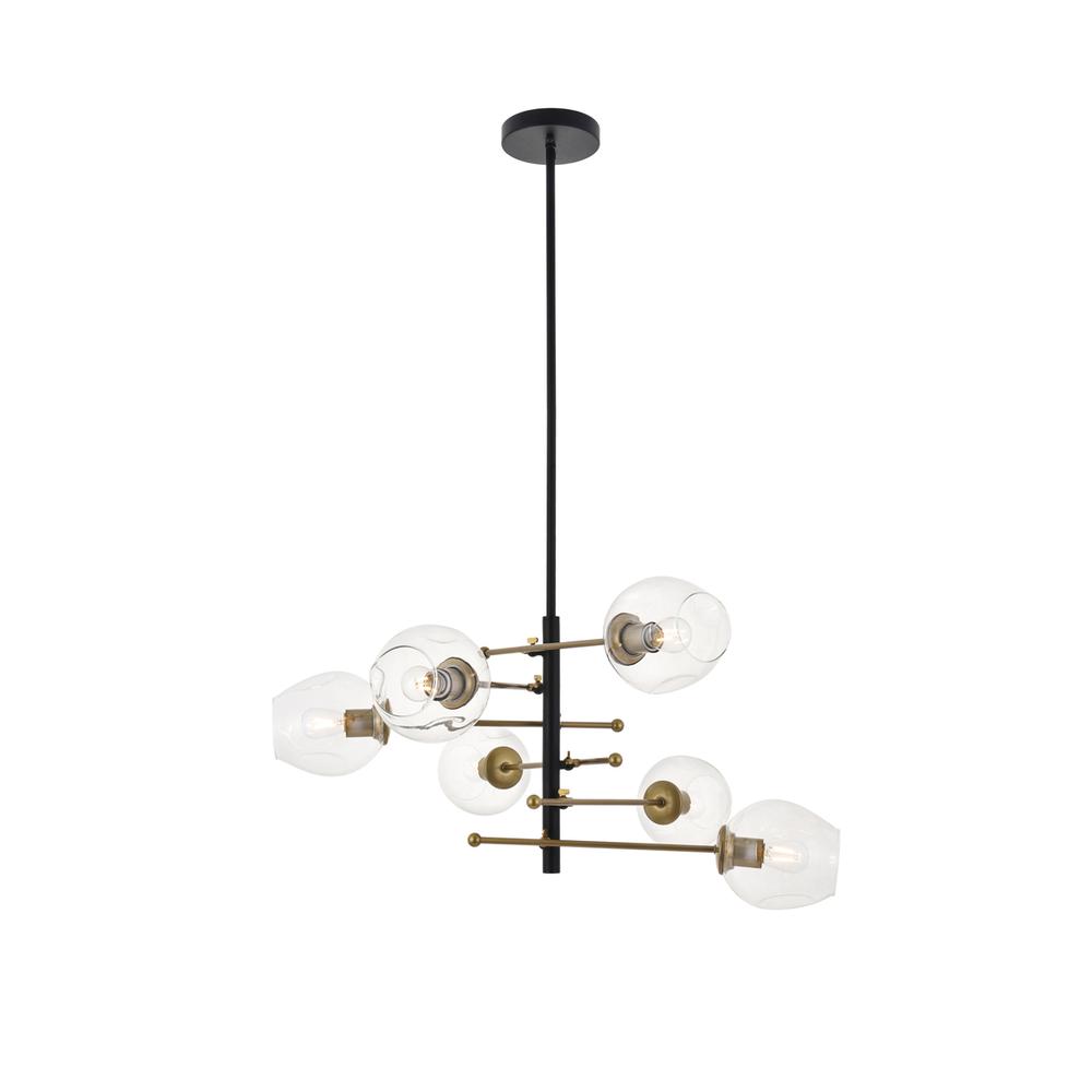 Paragon 6 light Matte Black and Brass Pendant. Picture 3