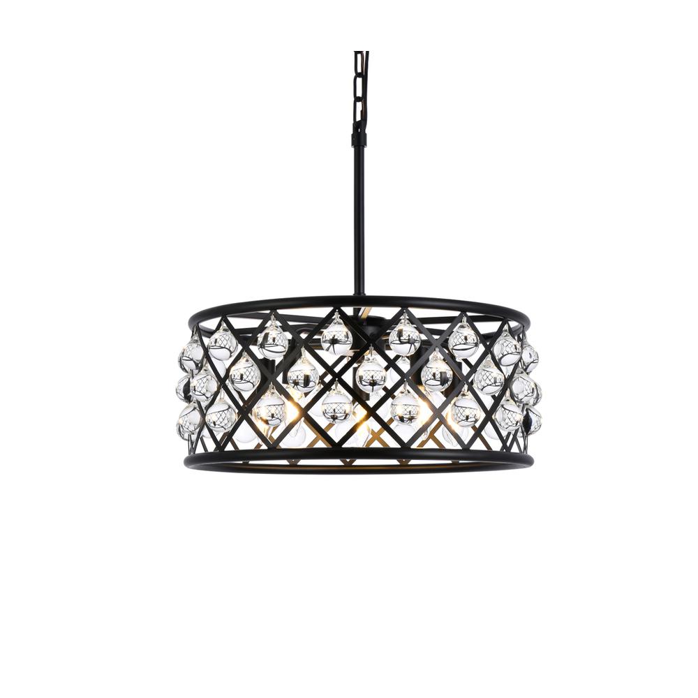 Madison 5 light Matte Black Pendant Clear Royal Cut Crystal. Picture 2