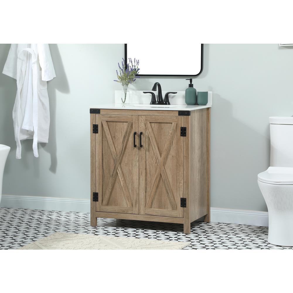 30 inch Single bathroom vanity in natural oak with backsplash. Picture 2