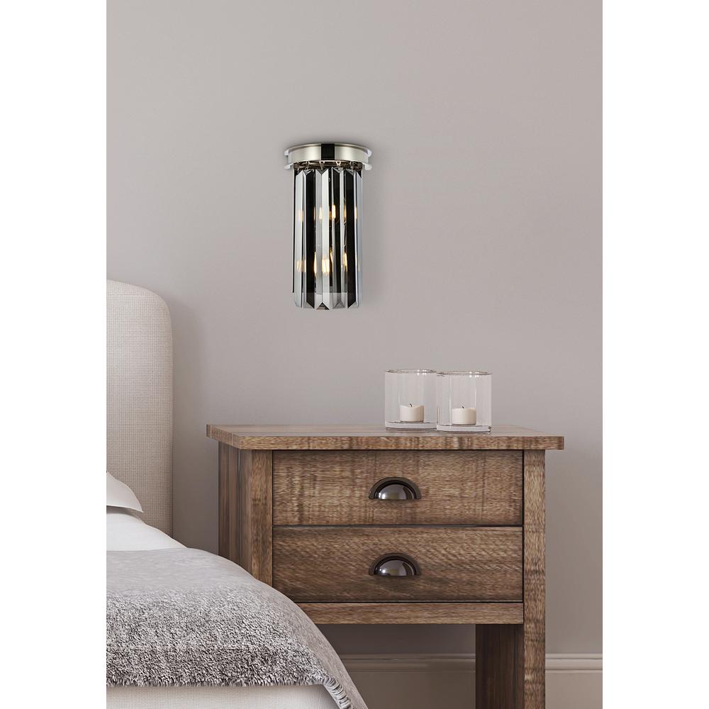 Sydney 2 light polished nickel Wall Sconce Silver Shade (Grey) Royal Cut Crystal. Picture 7