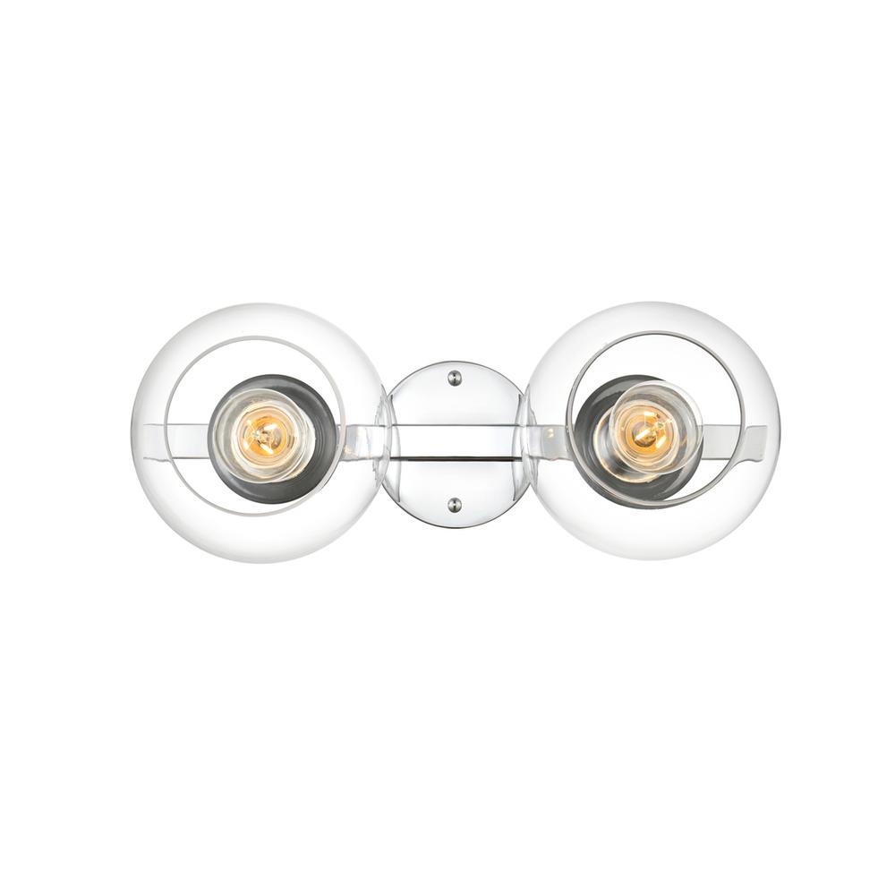 Rogelio 2 light Chrome and Clear Bath Sconce. Picture 1