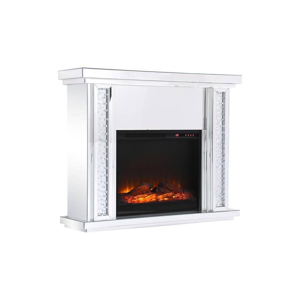47.5 in. Crystal mirrored mantle with wood log insert fireplace. Picture 8