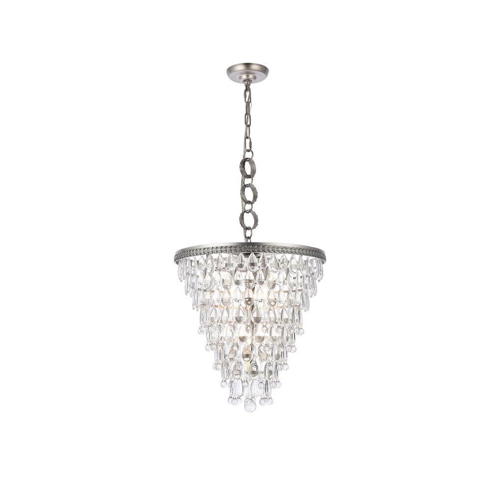 Nordic 5 light antique silver Pendant Clear Royal Cut Crystal. Picture 1