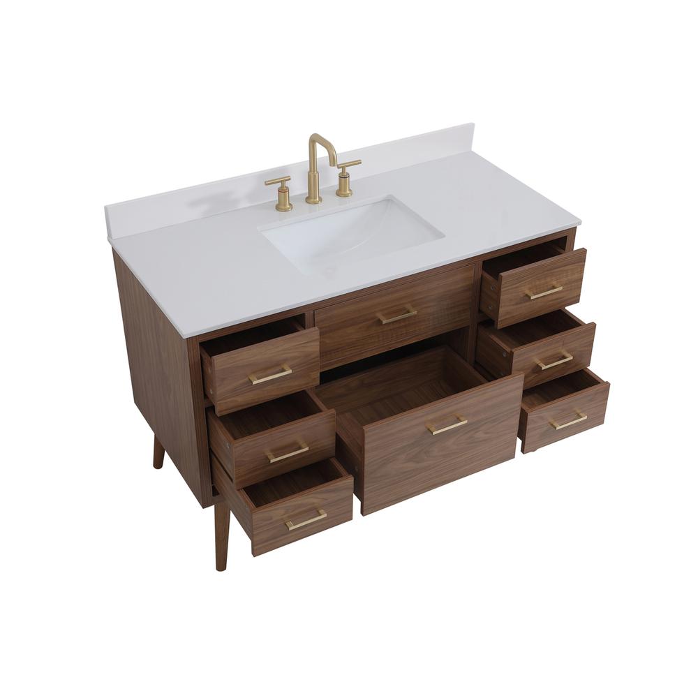 48 inch bathroom Vanity in Walnut Brown with Backsplash. Picture 9