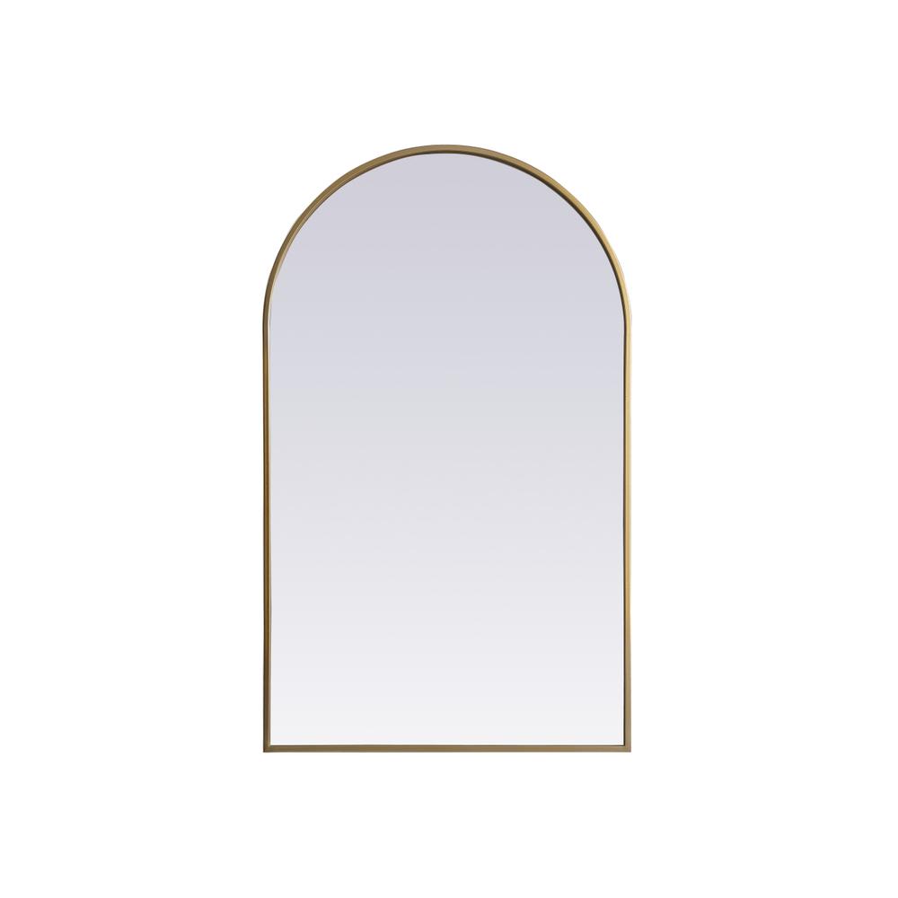 Metal Frame Arch Mirror 24x40 Inch in Brass. Picture 1