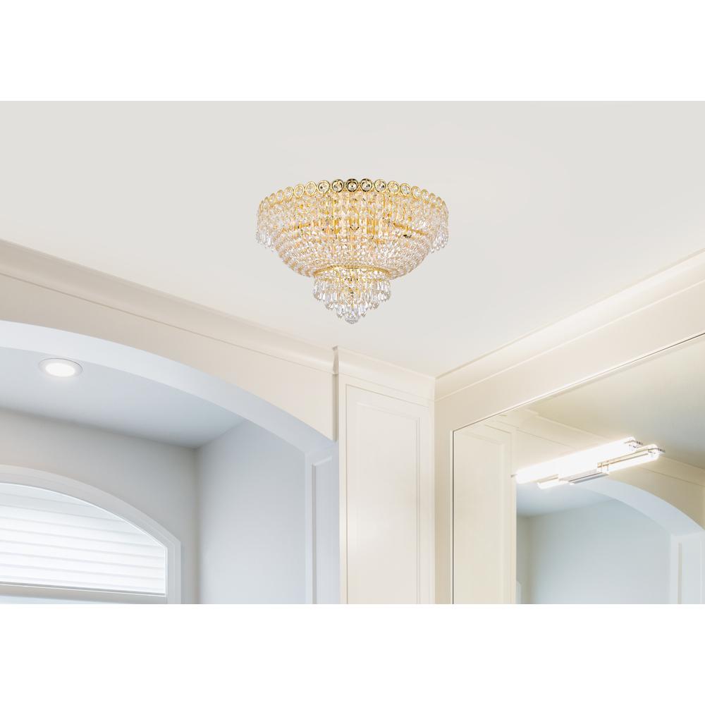 Century 9 light Gold Flush Mount Clear Royal Cut Crystal. Picture 8