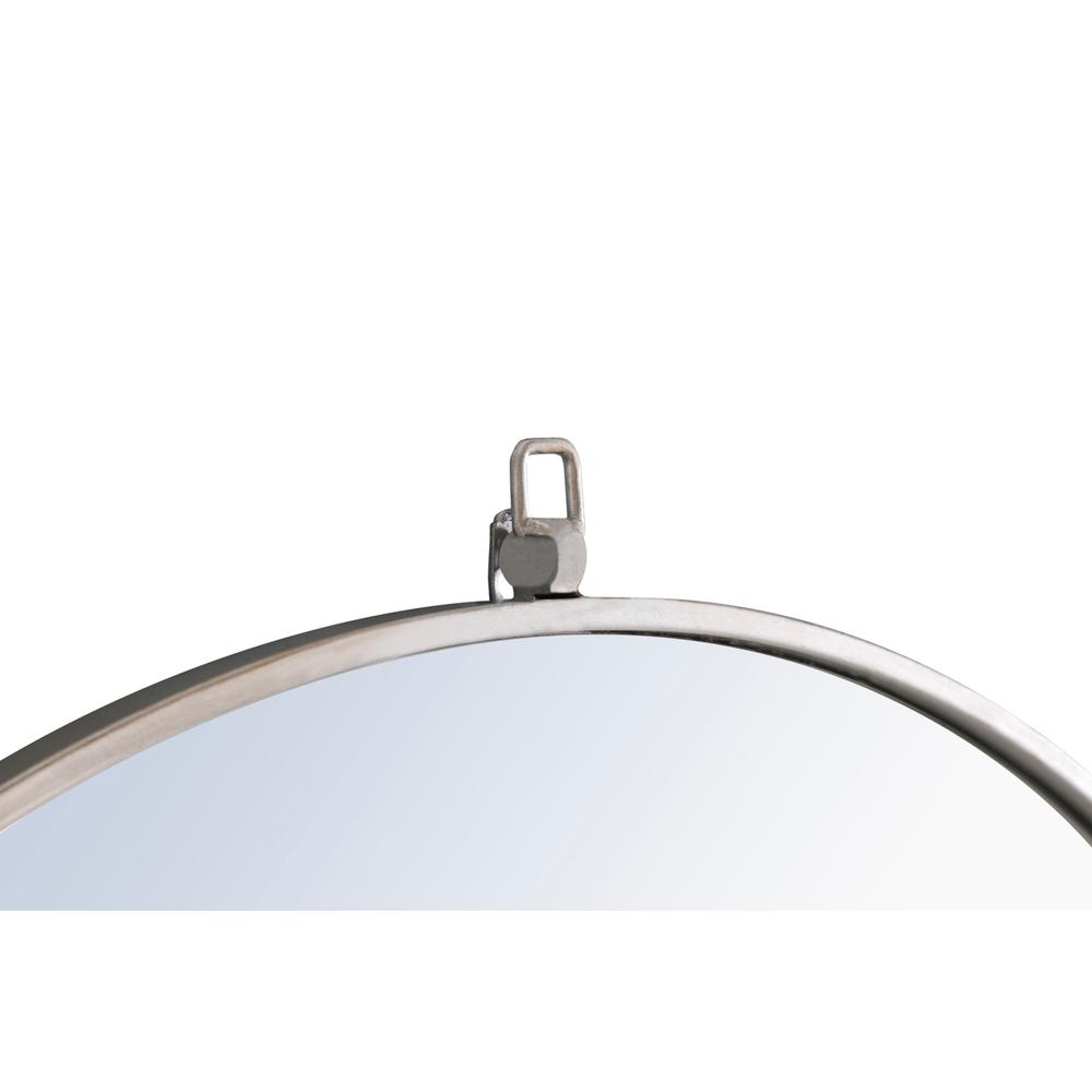 Metal frame Round Mirror with decorative hook 48 inch Silver finish. Picture 5