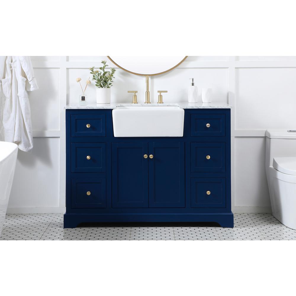 48 inch Single bathroom vanity in blue. Picture 14
