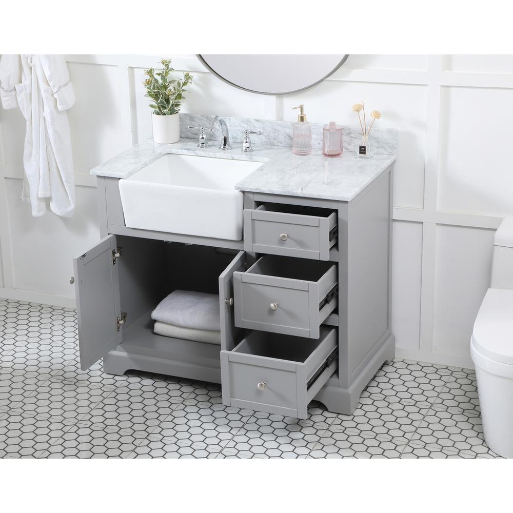 42 inch Single bathroom vanity in grey with backsplash. Picture 3