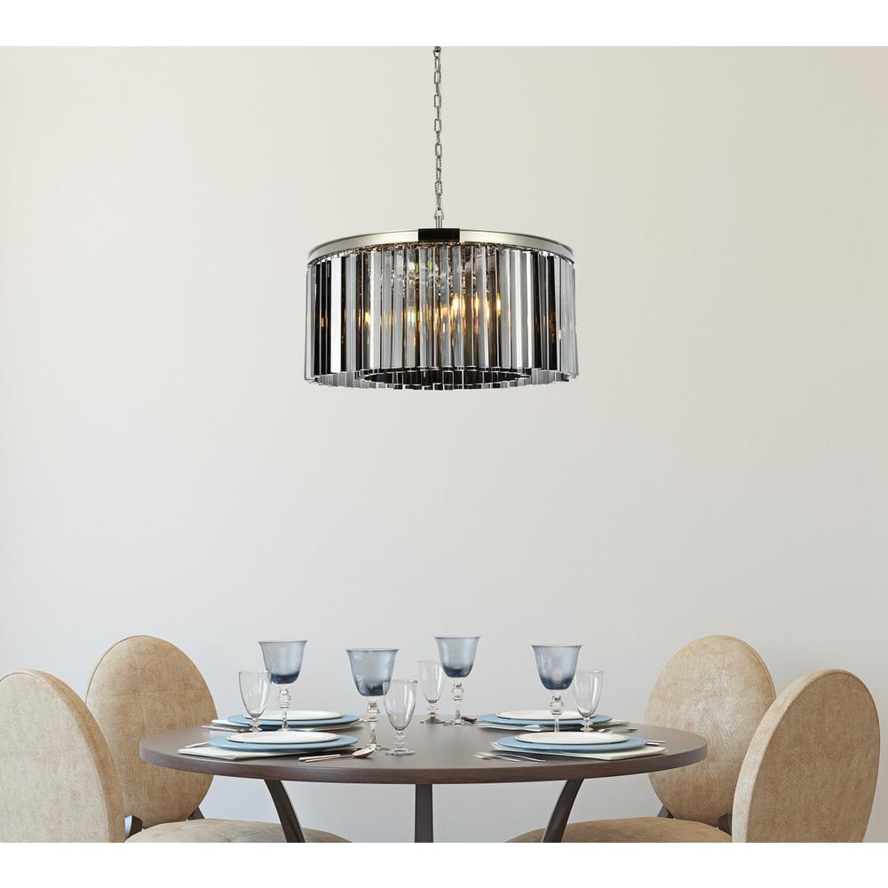 Sydney 8 light polished nickel Chandelier Silver Shade (Grey) Royal Cut Crystal. Picture 8