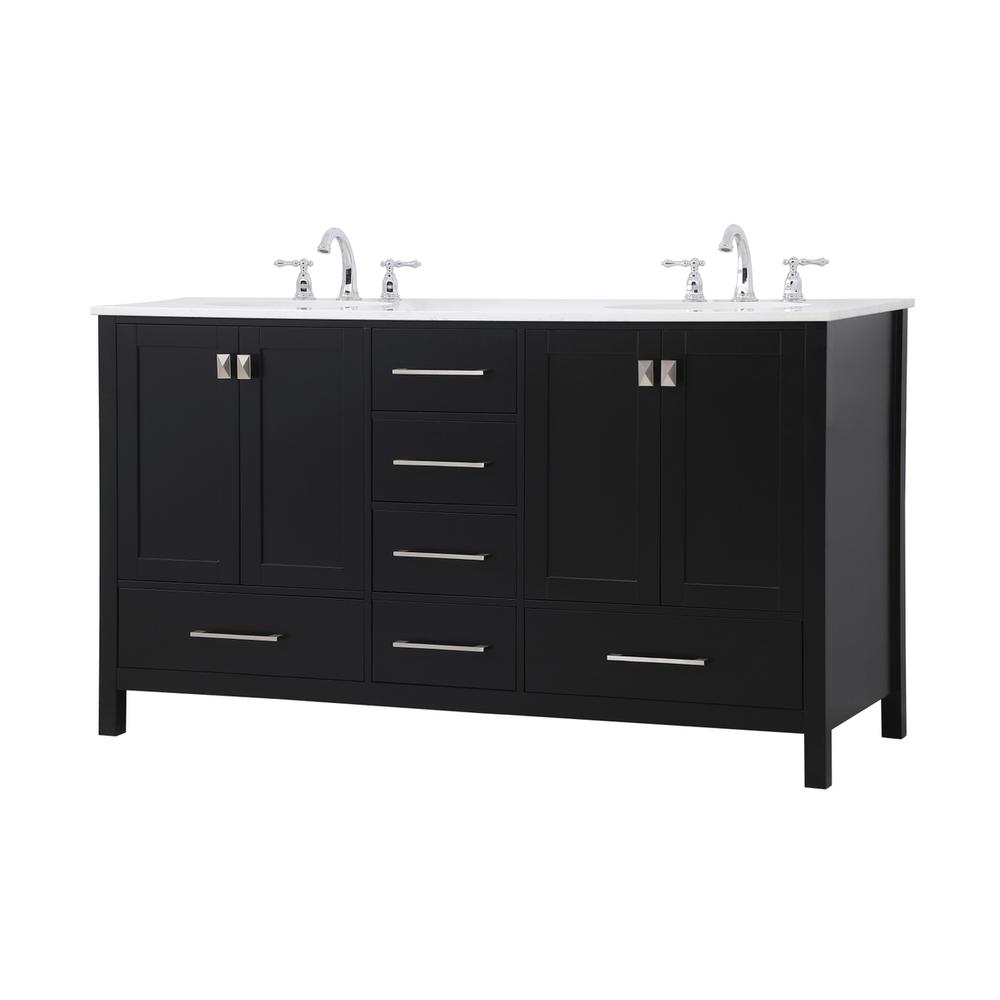 60 inch Double Bathroom Vanity in Black. Picture 6