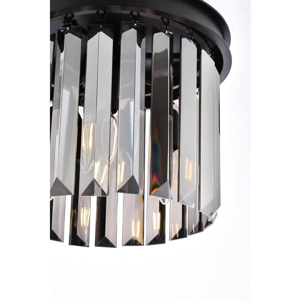 Sydney 3 light Matte Black Pendant Silver Shade (Grey) Royal Cut Crystal. Picture 5