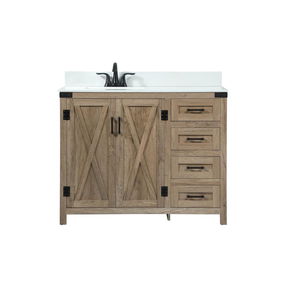 42 inch Single bathroom vanity in natural oak with backsplash. Picture 1