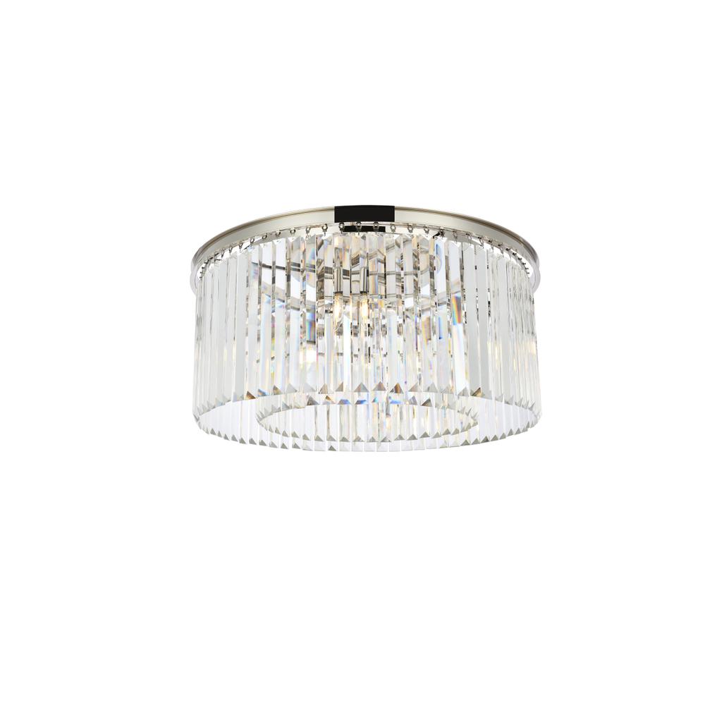 Sydney 8 light polished nickel Flush Mount Clear Royal Cut Crystal. Picture 1