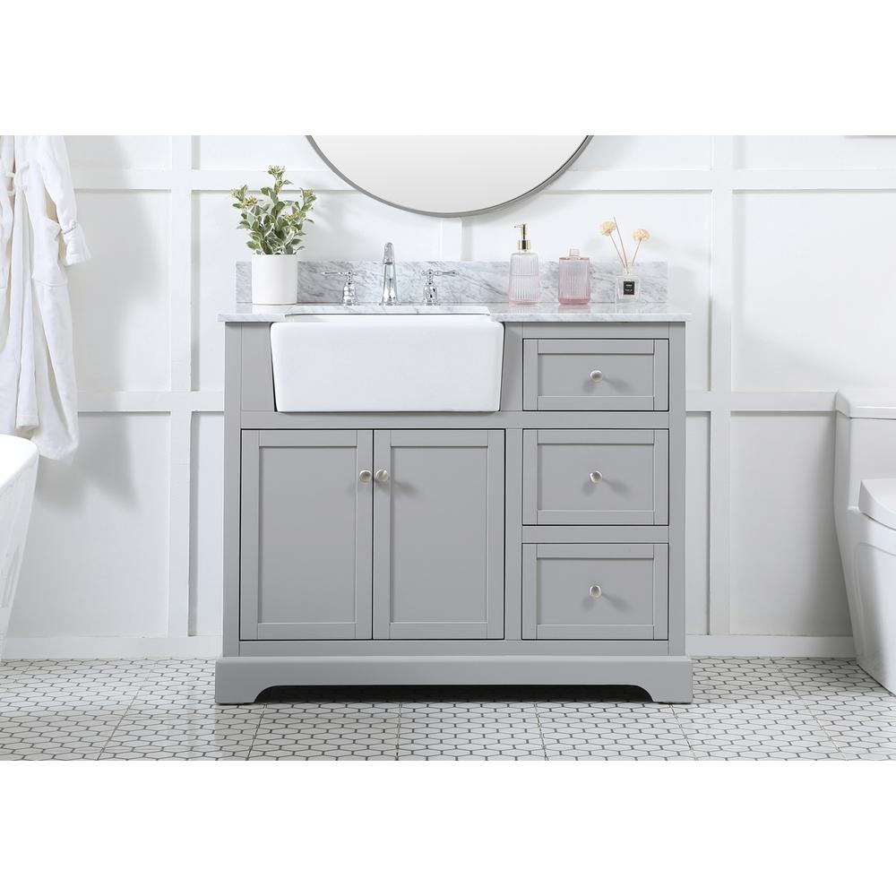 42 inch Single bathroom vanity in grey with backsplash. Picture 14