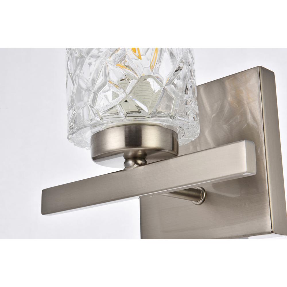 Cassie 1 light bath sconce in satin nickel with clear shade. Picture 4