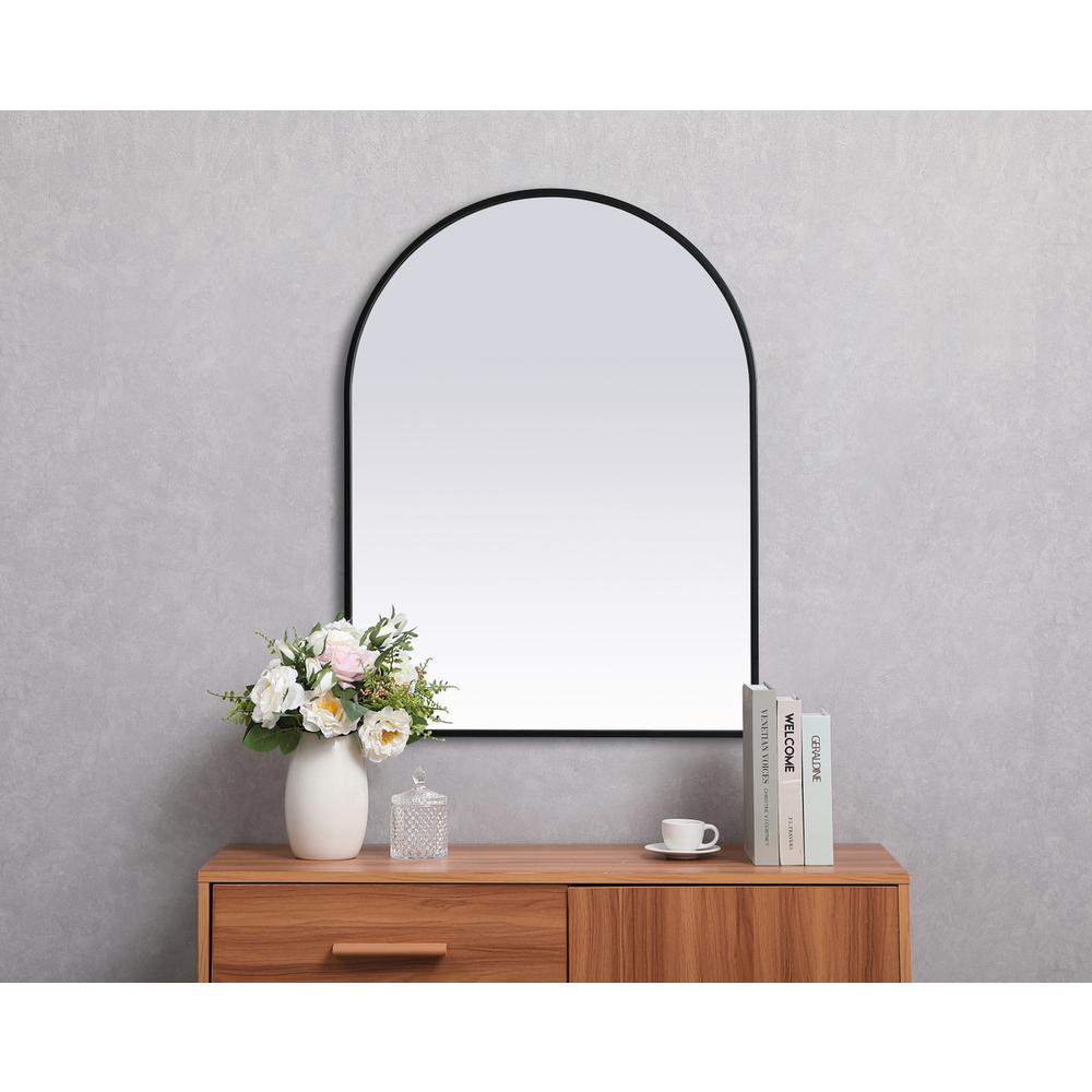 Metal Frame Arch Mirror 27x36 Inch in Black. Picture 3