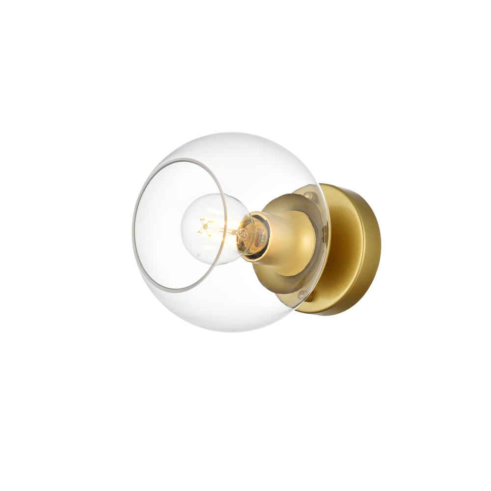 Rogelio 1 light Brass and Clear Bath Sconce. Picture 1