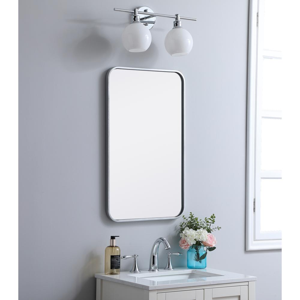 Soft corner metal rectangular mirror 18x30 inch in Silver. Picture 2