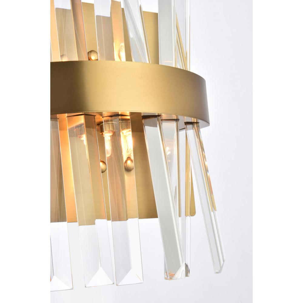 Serephina 8 inch crystal bath sconce in satin gold. Picture 3
