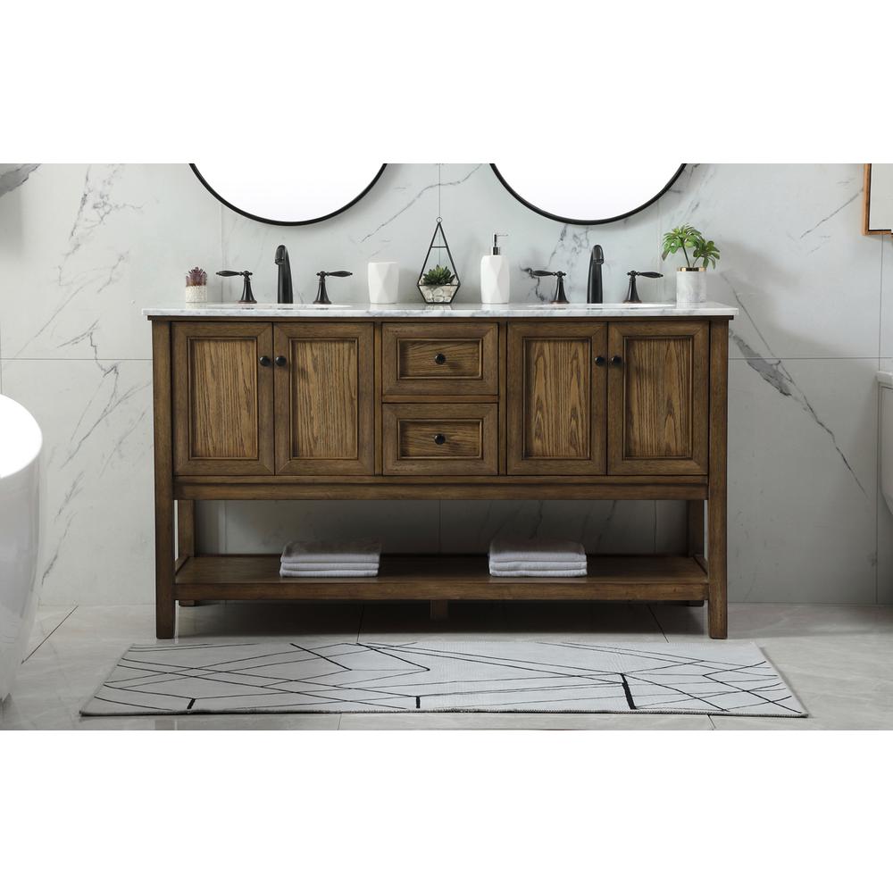 60 inch double bathroom vanity in driftwood. Picture 14