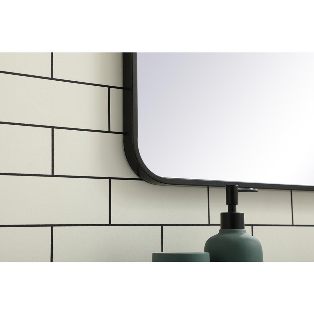 Soft corner metal rectangular mirror 27x36 inch in Black. Picture 4