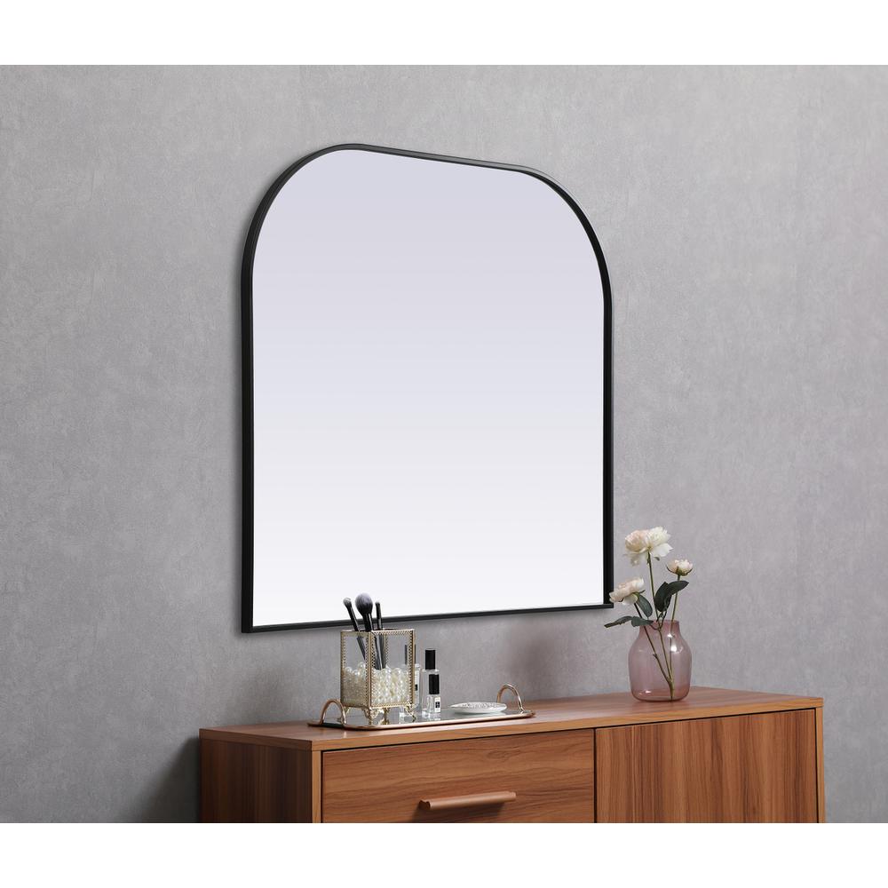 Metal Frame Arch Mirror 40x38 Inch in Black. Picture 4