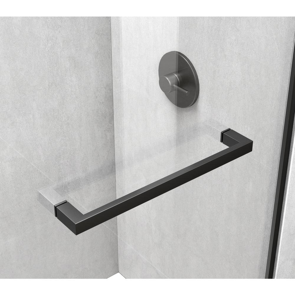 Semi-frameless shower door 48 x 76 Matte Black. Picture 8