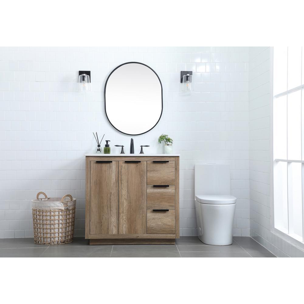 36 Inch SIngle Bathroom Vanity In Natural Oak. Picture 4