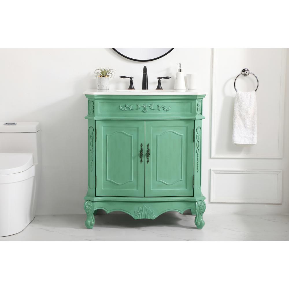 32 inch Single Bathroom vanity in vintage mint. Picture 13