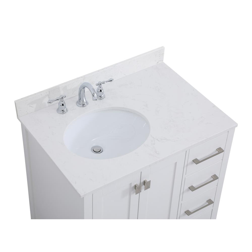 32 inch Single Bathroom Vanity in White with Backsplash. Picture 10