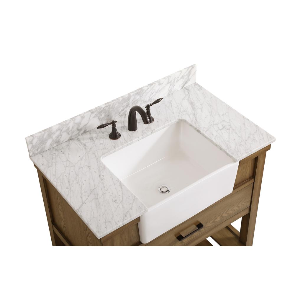 36 inch Single bathroom vanity in driftwood with backsplash. Picture 10