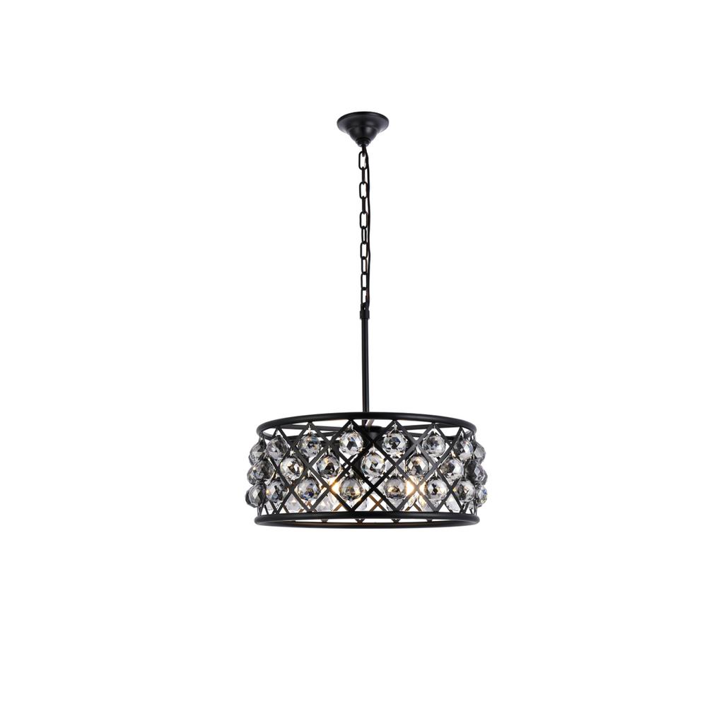 Madison 5 light Matte Black Chandelier Silver Shade (Grey) Royal Cut Crystal. Picture 1