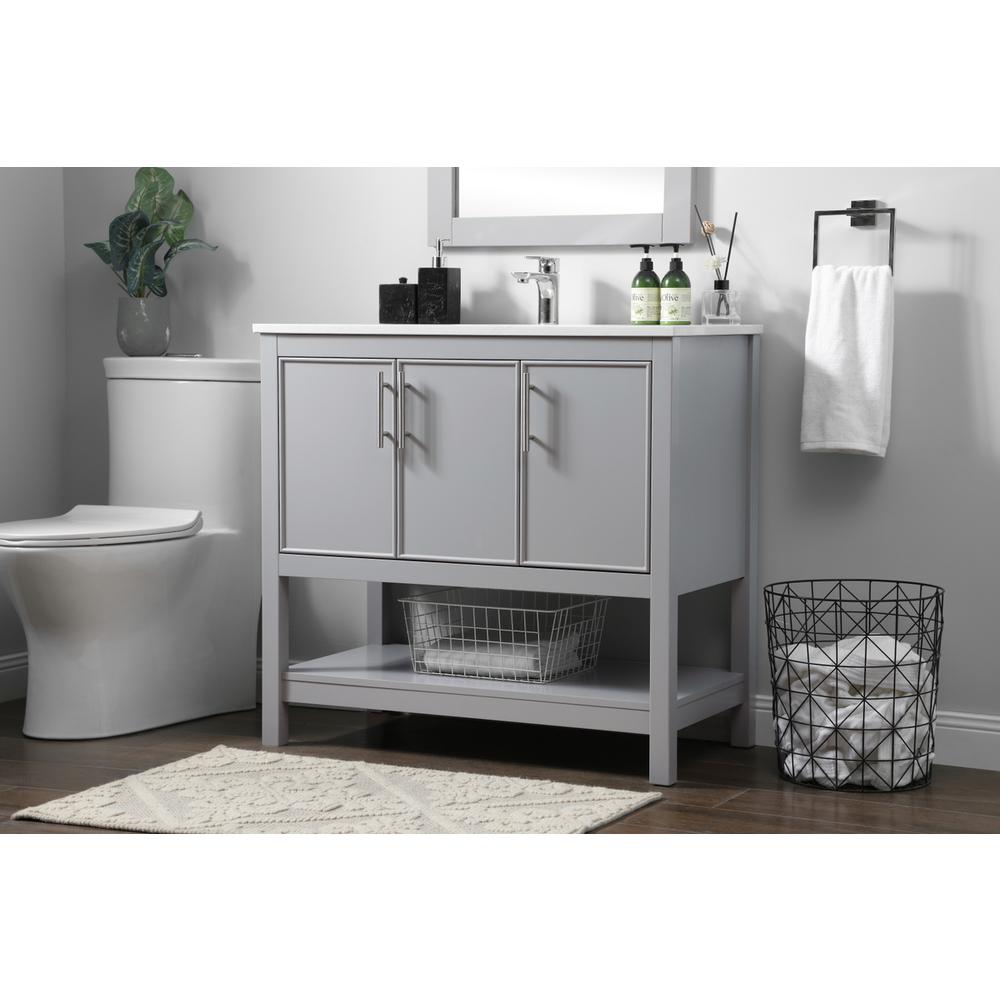 36 Inch SIngle Bathroom Vanity In Grey. Picture 2
