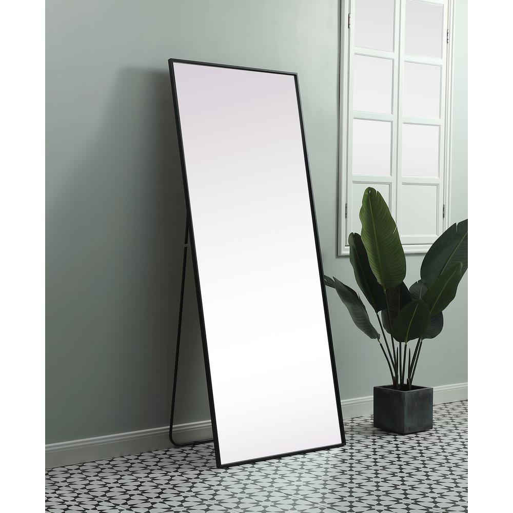 Metal Frame Rectangle Full Length Mirror 30x72 Inch in Black. Picture 2