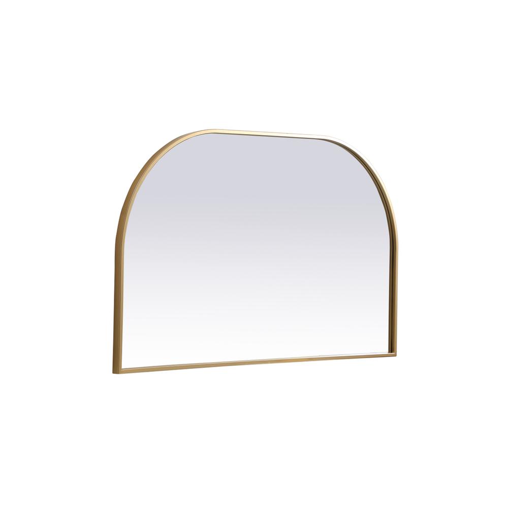 Metal Frame Arch Mirror 39x24 Inch in Brass. Picture 7