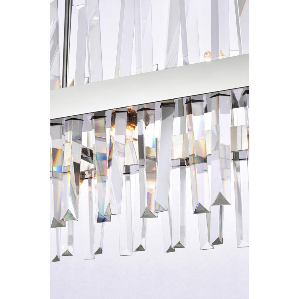 Serephina 30 inch crystal rectangle chandelier light in chrome. Picture 4