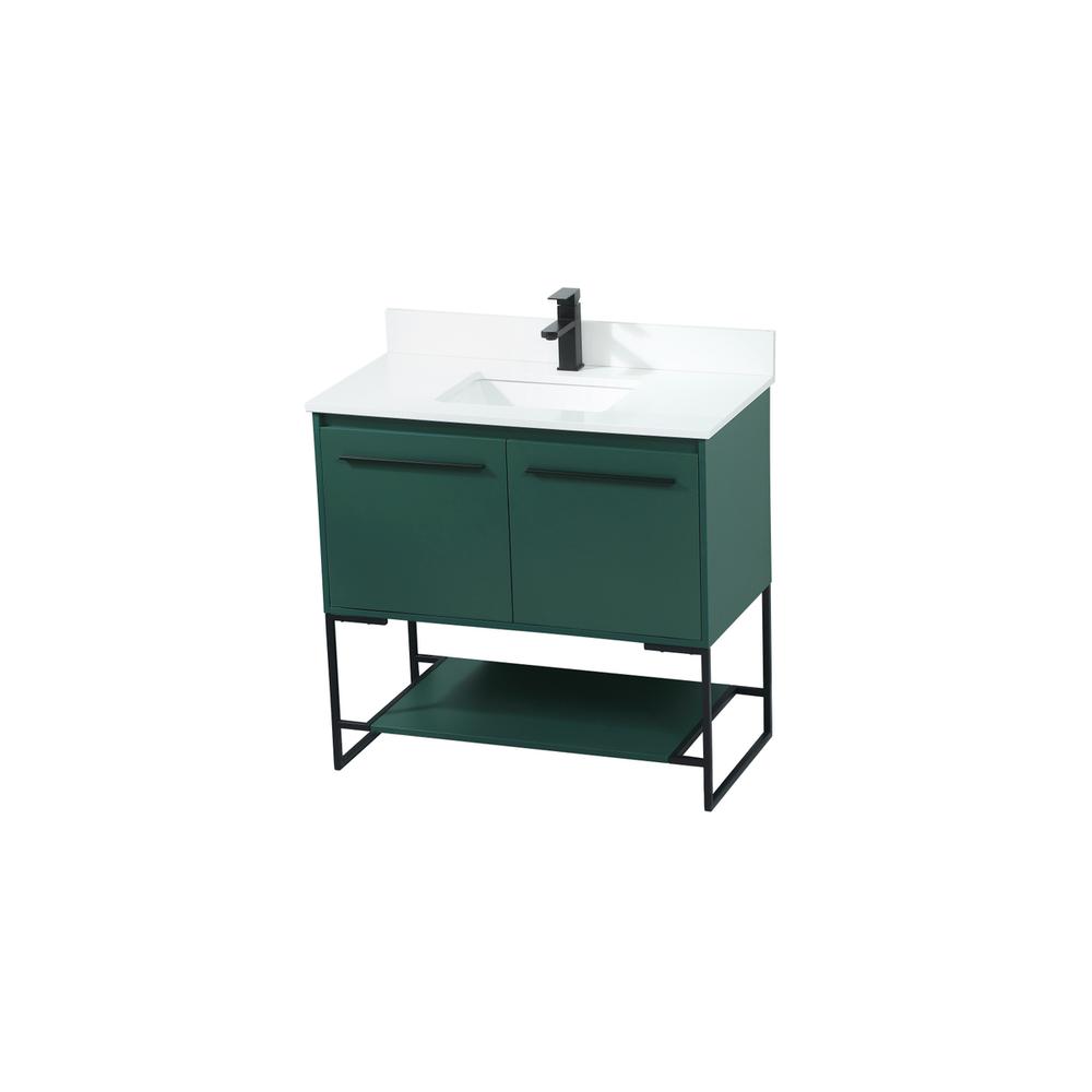 36 inch Single bathroom vanity in green with backsplash. Picture 8