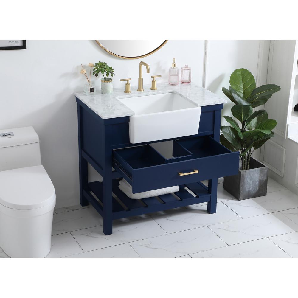 36 inch Single bathroom vanity in blue. Picture 3
