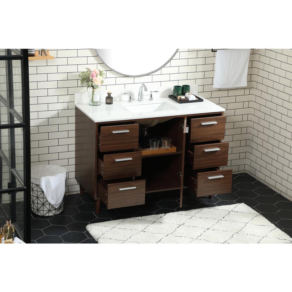 48 inch bathroom vanity in Walnut with backsplash. Picture 3