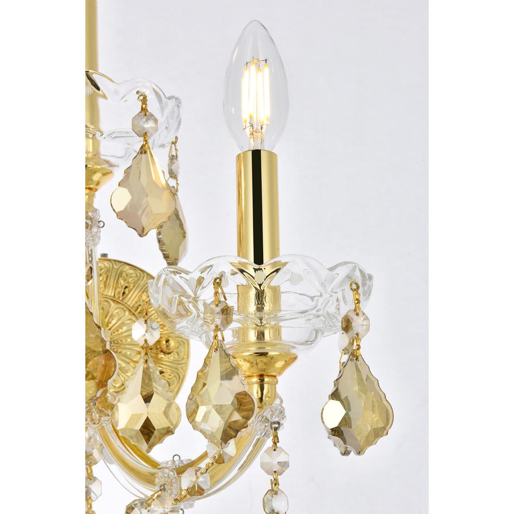 Maria Theresa 3 light Gold Wall Sconce Golden Teak (Smoky) Royal Cut Crystal. Picture 3