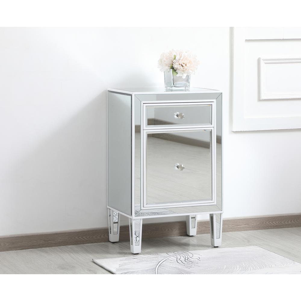 18 inch mirrored end table in white. Picture 2