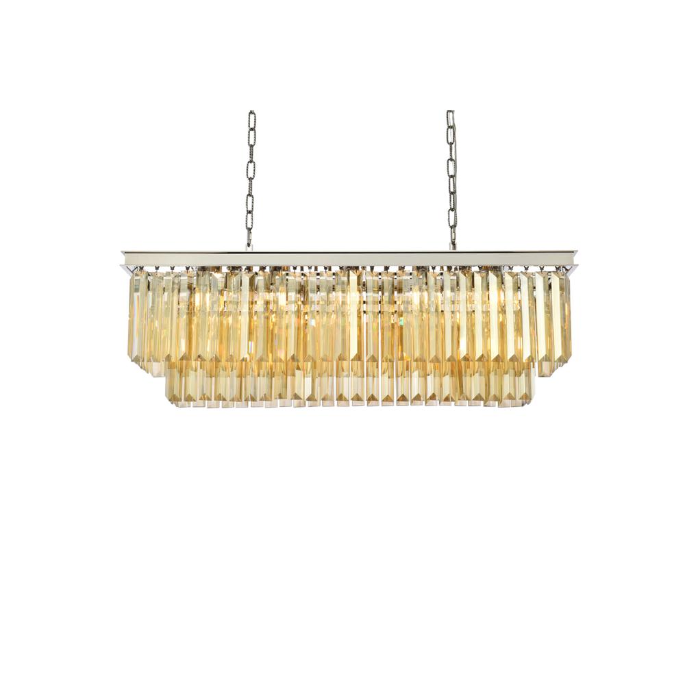 Sydney 12 light polished nickel Chandelier Golden Teak (Smoky) Royal Cut Crystal. Picture 2