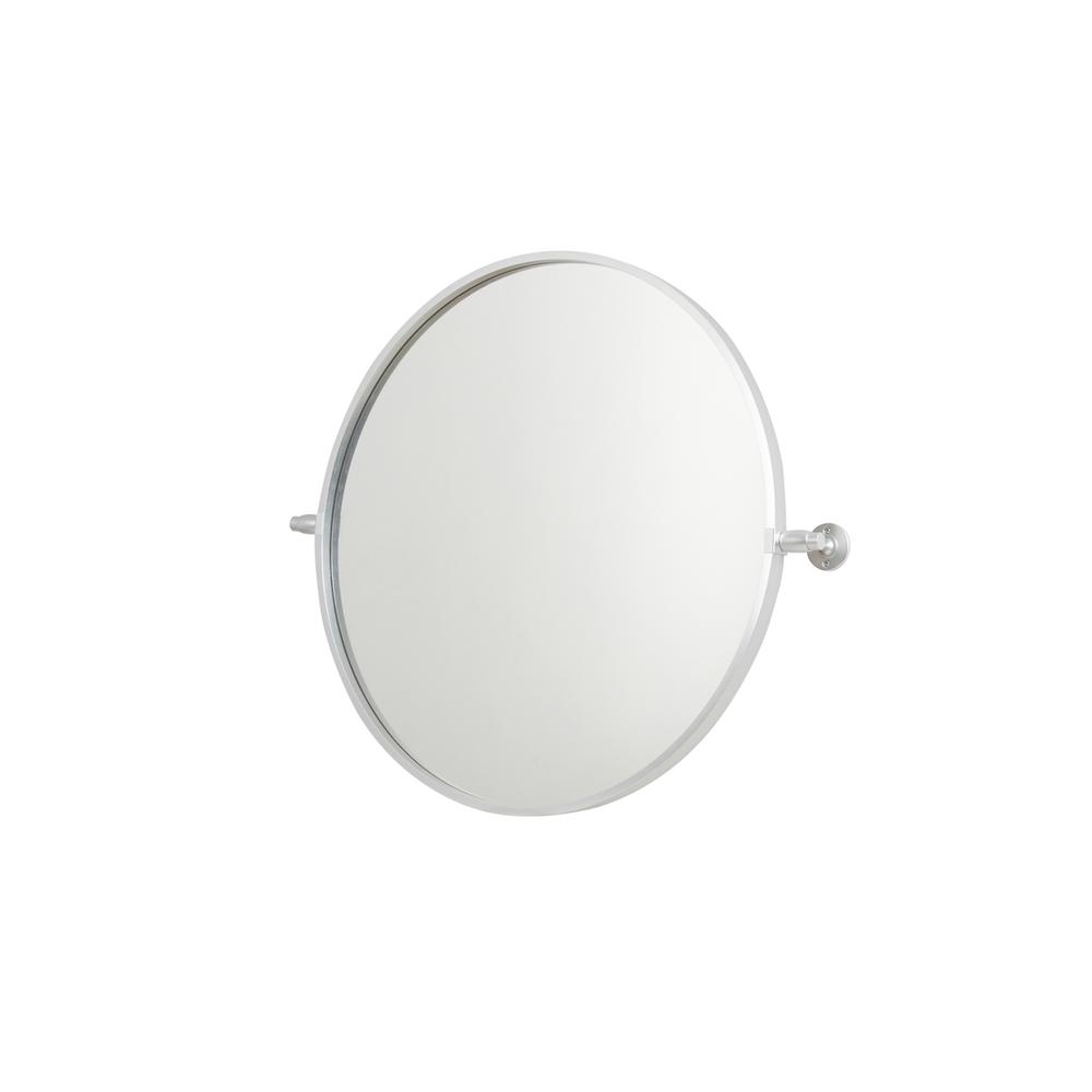 Round pivot mirror 24 inch in silver. Picture 4