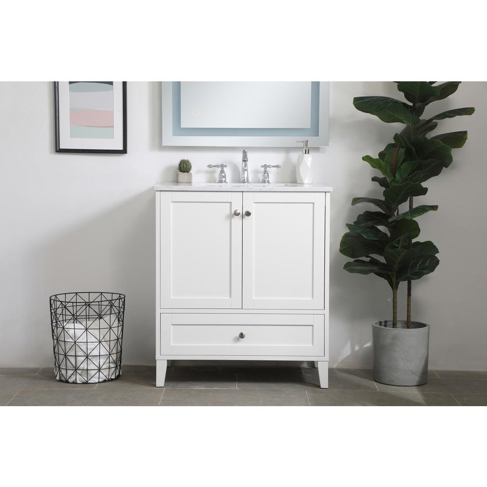 30 inch Single Bathroom Vanity in White. Picture 14