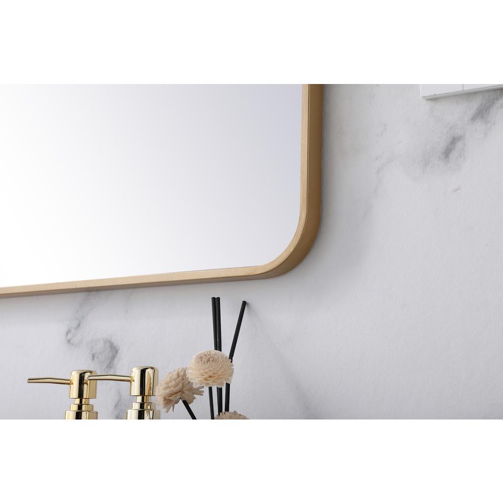 Soft corner metal rectangular mirror 22x40 inch in Brass. Picture 4