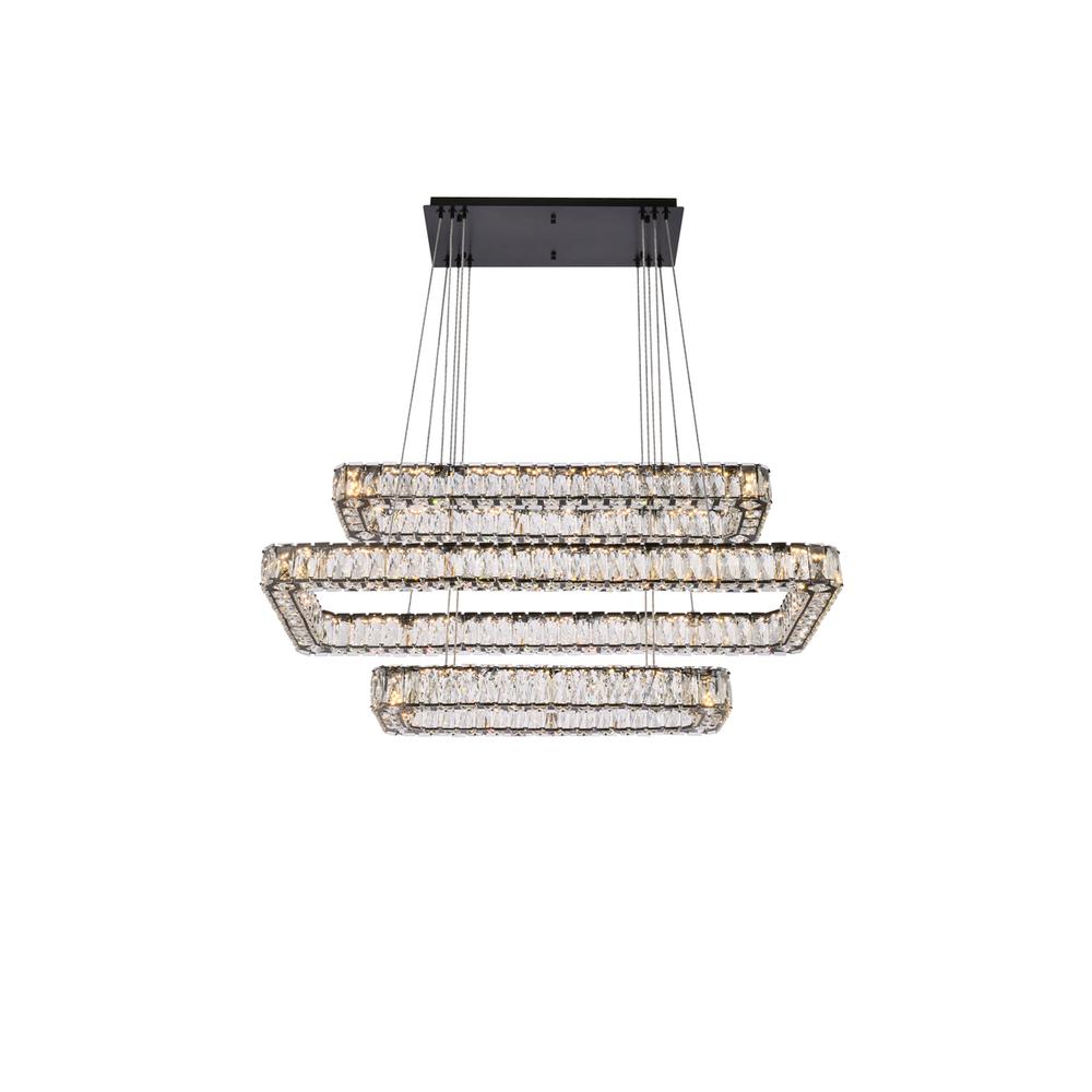 Monroe 42 inch LED triple rectangle pendant in black. Picture 1